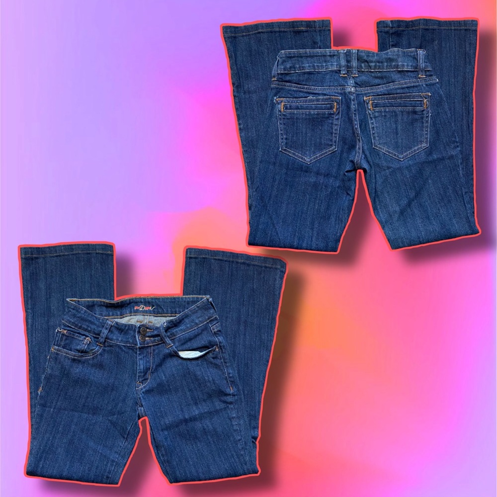 low rise y2k double button flared jeans
